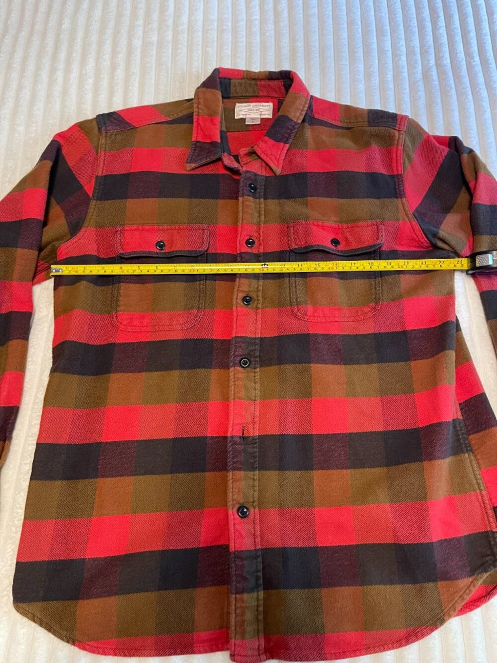 Filson Garment Vintage Flannel Shirt XL Red Brown Buffalo Plaid 100% Cotton - Picture 6 of 9